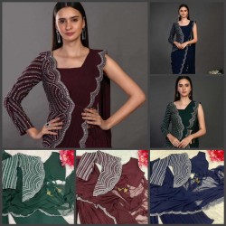 Palazzo saree with half jacket and stitched blouse